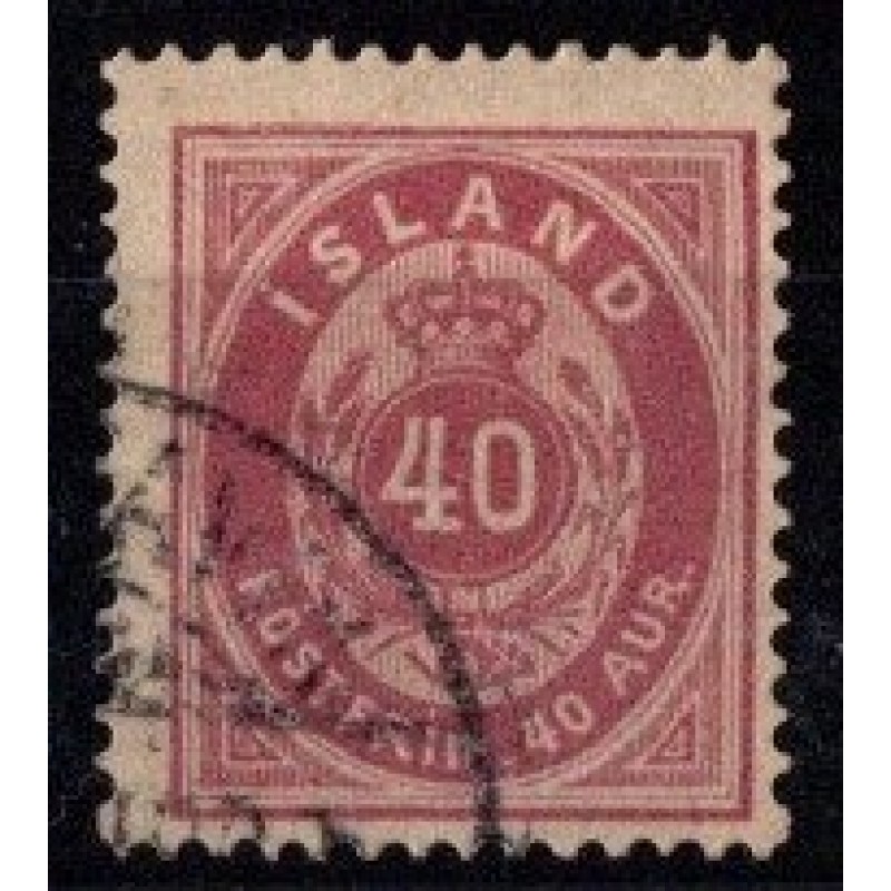 1882 - Island - 40 aur. lilla - Frimærke - Stemplet,
